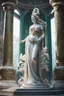 Placeholder: highly detailed marble and jade statue on a plint of the goddess of love. european. full body shot, invisible gloves, , volumetric fog, Hyperrealism, breathtaking, ultra realistic, unreal engine, ultra detailed, cyber background, Hyperrealism, cinematic lighting, highly detailed, breathtaking, stunning temple environment