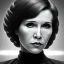 Placeholder: Actress , mix of sci-fi and gothic style , carrie fisher with short hair