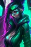 Placeholder: Akali from league of legends in cyberpunk style