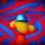 Placeholder: red, yellow, blue, primary colors, funny, goofy, abstract blob, circus, party, glitter, bokeh blur, guassian blur, tilt-shift, photograph, HD, 8k, hyper realistic, blender, 3d model, rendering, clown, bright lights, zoom in, portrait