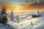 Placeholder: white winter landscape, snowy and beautiful, sunset, soft, fog, frost, decorative acrylic painting, Jacek Yerka, Gediminas Prankevicius, polished, mark raidan, polished, highly detailed, elegant, Award winning photography, fantasy, intricate, 8k, oil on canvas, hyperrealistic, colourful, very cute, Michelangelo, Thomas Kinkade, 3D, Josephine wall. Antoine Hebert, Maurice Sendak