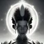 Placeholder: Painting of a White men with an afro hair cut,liv tyler, with laser eyes, perfect angle, antic grec pose, Black and white background, very detailed, high quality, very intricate, 8k, hdr, octane effect, frida khalo style