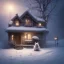 Placeholder: sad, scared, lonely dog tied up in front of a house during winter, 8k resolution, high-quality, fine-detail, intricate, digital art, detailed matte, volumetric lighting, illustration, 3D octane render, brian froud, howard lyon, selina french,