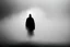 Placeholder: no back ground, There's a shadow bald man figure in the fog