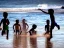 Placeholder: children jumping in water on the Indian beach capture them against the sun and make an art silhouette, hyper details, real sharp, 8k, well detailed, well shaped