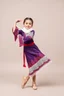 Placeholder: simple background, full body of very pretty little girl in azeri dance costum and with dance shoes,in relax pose,with a lace scarf