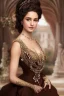 Placeholder: beautiful and gorgerous duchess with incredible jewellery in 19th century clothing by Greg Rutkowski and Artgerm and Emile Vernon and Vladimir Volegov, in a brown dress, mystical castle background, art illustration, natural beauty, muted colors, pastels, perfect fingers, higly detailed, expressive, high detail, symmetrical, digital painting, symmetrical eyes, dynamic lighting, artstation, cinematic lighting, intricate artwork, emitting diodes, smoke, artillery, sparks, racks, system unit, mother