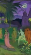 Placeholder: A purple graveyard with dancing ghosts painted by Paul Gauguin