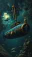 Placeholder: Captain Nemo dark submarine , paint it in the baroque style,surrounded