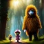 Placeholder: cute fluffy lion, scarecrow, tin-man, little girl on a journey into the woods walking on a yellow brick road, cute adorable pop surrealism, lowbrow art, realistic, street fashion, fluffy , pixar style, hyperrealism, rococo, Pixar, Disney, concept art, 3d digital art, Maya 3D, ZBrush Central 3D shading, bright colored background, radial gradient background, cinematic, Reimagined by industrial light and magic, 4k resolution post processing 8k resolution holographic astral cosmic illustra