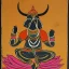 Placeholder: cow with hands and wings holding a lotus and sword in Indian painting style