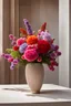 Placeholder: november very sunny day at 11 a.m., volumetric lighting, intricate qwilling floral bouquet in a metamodernist knit vase on brutalist table, eye-catching, vivid, product-focused, sharp focus, overcomplicated and sophisticated composition, contemporary urban art gallery, hyper detailed, intricate details, purism, professional studio photography with Leica Hermes Edition M7 camera