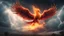 Placeholder: Hyper Realistic Abstract Blazing-Phoenix flying on sky with thunderstorm in a dramatic-environment & cinematic Ambiance