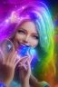 Placeholder: cosmic woman smile, admiral from the future, one fine whole face, crystalline skin, expressive blue eyes,rainbow, smiling lips, very nice smile, costume pleiadian, Beautiful tall woman pleiadian Galactic commander, ship, perfect datailed golden galactic suit, high rank, long blond hair, hand whit five perfect detailed finger, amazing big blue eyes, smilling mouth, high drfinition lips, cosmic happiness, bright colors, blue, pink, gold, jewels, realist, high commander,