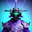 Placeholder: samurai purple masked villain in galaxy, teal and purple smoke, detailed, realistic, 4k