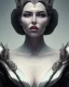 Placeholder: evil queen in black leather gown, busty, cleavage, angry, emperious, 8k resolution concept art portrait by Greg Rutkowski,