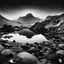 Placeholder: Sublime foto Ilford close-up ad alta definizione di una montagna rocciosa, un lago, surreale, colors, cityscape scifi, collage art, dadaism, sublime, splimapys nero, cielo nero, acqua nera riflette un sole nero, macabre piante circondano il lago, alghe, hypermaximalist, Max Ernst style, strangeness, intricate, hypnotic, obsessive, Yves Tanguy, 8k, deep 3d field, very accentuated details of the rocks and sht frn, eerie, artistic photo, shot on Hasselblad, large format film, medium format film