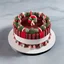 Placeholder: Realistic Christmas themed cake with candy canes saying frappe V4 on it on a marble counter with a sticky note beside it saying lovewolfie2020, MAKE IT CLEAR TO READ