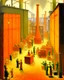 Placeholder: An orange colored crystal factory in a plague painted by Georges Seurat