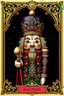 Placeholder: Centered, Ornate, Collectable Trading Card of lisa frank pattern fantasy character portrait of Crisp Digital Art, holiday nutcracker by Aleksi Briclot, T-Shirt Design, Black Background, Detailed Frame, Border, in SNES arcade game, ultra realistic, wide angle, intricate details, retro Nintendo bitmap pixel art, highly detailed by peter mohrbacher, wayne barlowe, , hajime sorayama aaron horkey, gaston bussiere, craig mullins
