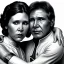 Placeholder: old carrie fisher embracing harrison ford, waist up portrait, photorealistic faces, intricate, oil on canvas, masterpiece, expert, insanely detailed, 4k resolution, cinematic smooth, intricate detail , soft smooth lighting, soft pastel colors,