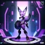 Placeholder: a fox fursona, darker colors, master quality, backlighting, soft lights, full body portrait, in frame, 8k, furry, fur, black and purple color pallet, robotic enhancements, cyberpunk, anthropomorphic