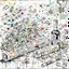 Placeholder: Design an asymmetrical balnced watercolour composition of clusters of watercolor drug paraphernalia, such as rolled dollar bills and razor blades, arranged amidst chaotic brushstrokes and splatters, symbolizing the destructive and dangerous world of illicit drug use.