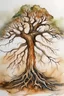 Placeholder: a tree with 4 roots.. watercolor drawing.