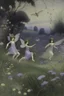 Placeholder: A grayish purple floral grassland with fairies painted by Henri Robert Bresil