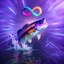 Placeholder: infinity symbol ∞ with vibrant powerful fish jumping out of the water, striking, neon, chiaroscuro, dramatic, captivating, powerful, fantasy, beautiful, octane render, 16k post-production, artstation: award-winning: atmospheric: commanding: fantastical: clarity: ultra quality: striking: brilliance: stunning colors: amazing depth; lens: f/11, 35mm