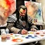 Placeholder: Klingon artist working in watercolors.