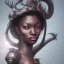 Placeholder: sango fantasy, fantasy magic, intricate, sharp focus, illustration, highly detailed, digital painting, concept art, matte, artgerm and paul lewin and kehinde wiley, masterpiece sexy lips Asian afro lips black African lady body Asian Dragon head silver bright rain lady outer space pretty skull head