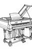 Placeholder: Outline art for coloring page OF TOY PIANO, coloring page, white background, Sketch style, only use outline, clean line art, white background, no shadows, no shading, no color, clear