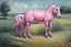 Placeholder: Big pink plastic horse.19th painting