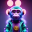 Placeholder: pixar style anamorphic cute cyberpunk monkey baby, smiling,gangsta gold neckless, full body, magenta puffer jacket, manila city backdrop, dramatic lighting, hyper realistic, unreal engine 5, 16k