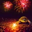 Placeholder: Turtle and Fireworks