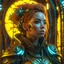 Placeholder: portrait cyberpunk clockpunk ornate intricate octane 4D 3D UHD sinister darkness mystic technology fantasy warrior, super saiyan large hair , complexed armor,, cosmic place, pretty face 8k resolution trending on Artstation 3D volumetric, illustration by Marc Simonetti, Carne Griffiths, Conrad Roset, 3D anime girl, Full HD render + immense detail + lighting + fine art