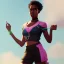 Placeholder: Ebony girl with shorts, full body, delorean, dramatic lighting, hyper realistic