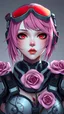 Placeholder: woman with pink hair and red eyes wearing futuristic gear, cyborg girl, cyborg - girl, cute cyborg girl, beutiful girl cyborg, digital cyberpunk anime art, portrait of a cyberpunk machine, cyberpunk cyborg. roses, advanced digital cyberpunk art, cyberpunk cyborg, portrait of a cyberpunk cyborg, digital cyberpunk - anime art, cyberpunk dark fantasy art, cyberpunk art style