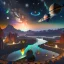 Placeholder: Beautiful view five planets Jupiter, Mercury, Venus, Uranus, Mars align sky universe filled with night stars constellations and milkyway. Modifiers: sharp focus extremely detailed Award winning photography fantasy intricate 8k beautiful dynamic lighting award winning fantastic view high definition crisp quality Unreal Engine colourful VRay