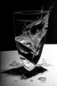 Placeholder: Drawing of a glass spilling over a black work style crystal