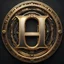 Placeholder: create me an ornate letter H encased in a thin round, ornate golden ring. mechanical futuristic cyberpunk style. background should be #000000 full black.