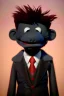 Placeholder: Waist up muppet Portrait, Kim Jong-un muppet doll, black suit, photo studio, red background, unreal engine 5, concept art, art station, god lights, ray tracing, RTX, lumen lighting, ultra detail, volumetric lighting, 3d.