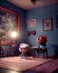 Placeholder: Boy room scene with color hair monster, Steven Spielberg style, realistic photo, sweet, concept art, smooth, unreal engine 5, god lights, ray tracing, RTX, lumen lighting, ultra detail, volumetric lighting, 3d.