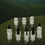 Placeholder: a group of women standing on top of a lush green hillside, inspired by Ren Hang, design milk, long black hair, whites, wanderers traveling from afar, trending on artisation, cloning spell, coat pleats, in twin peaks, submarine, by Helen Thomas Dranga, symetry, round-cropped, noire photo