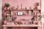 Placeholder: Pink Boho Chic Home Office Shelving Zoom Background | Virtual Background for Zoom/Videoconferences/Streaming