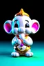 Placeholder: 3d super cute God Ganesha standing, super little cute face, furry, black haired, adorable and clear eye