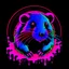 Placeholder: anime Capybara with neons red, blue, purple and pink colours in a melting cirlce with black background. With medium under word "KISSABLE" in neon red, blue, purple and pink