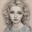 Placeholder: Postcard of madonna in the style of Margaret Keane, with scribblings