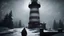 Placeholder: Escape from Tarkov a solo man standing by a lighthouse while snowing